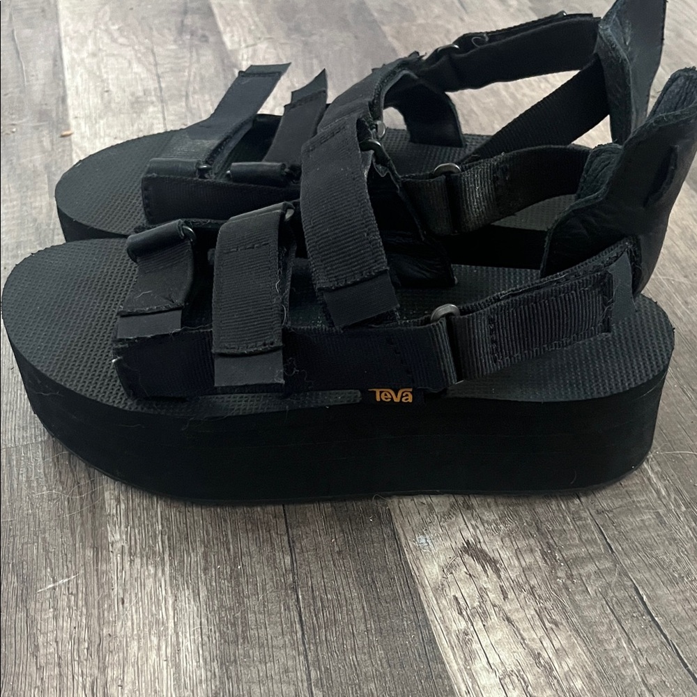 Teva Women's Black Strappy Platform Sandals